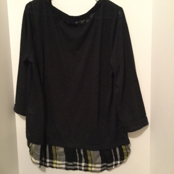 New York and Company Sweater Women’s XL Dark Gray Layered Flannel Fashion‎ - Picture 3 of 6